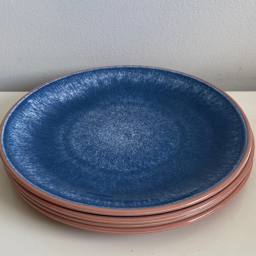 Threshold Blue and Terracotta Melamine Dinner Plates - Set of 4